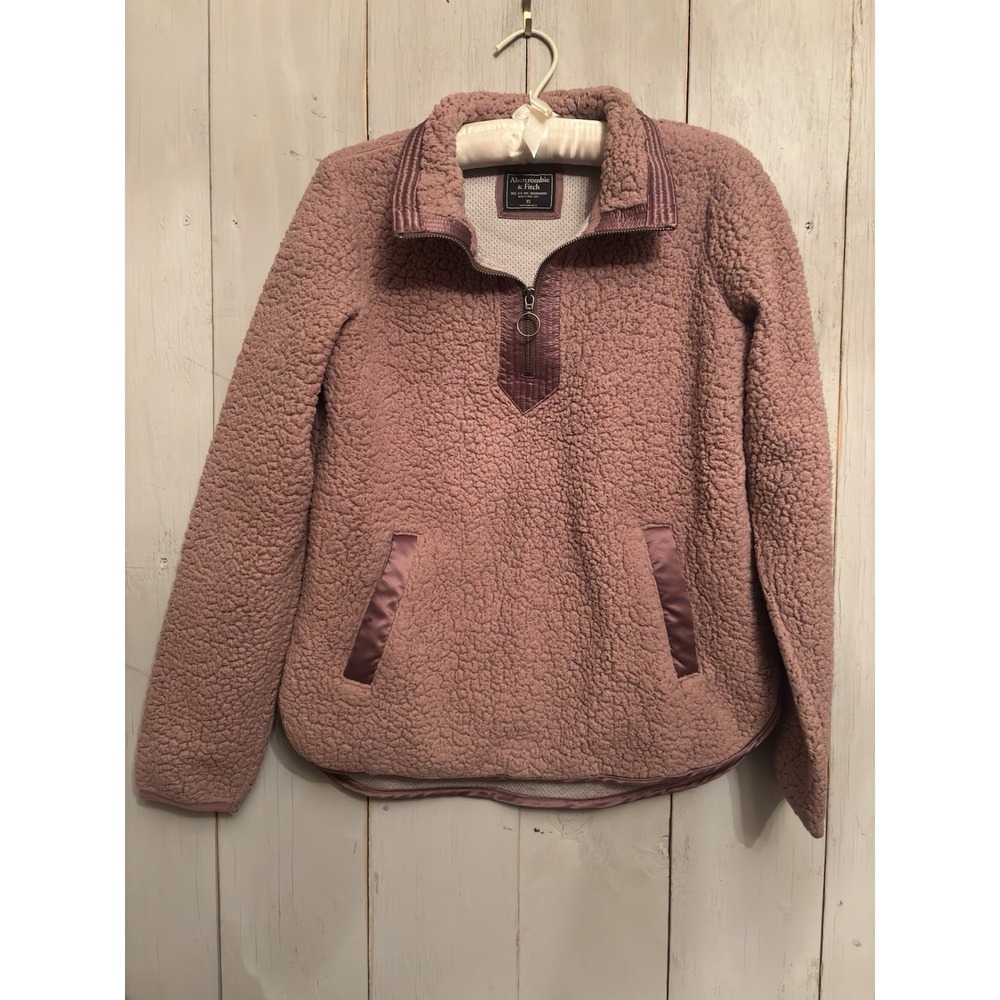 Abercrombie‎ & Fitch A&F Soft Sherpa Fleece Half Zip womens Brown size XS $79